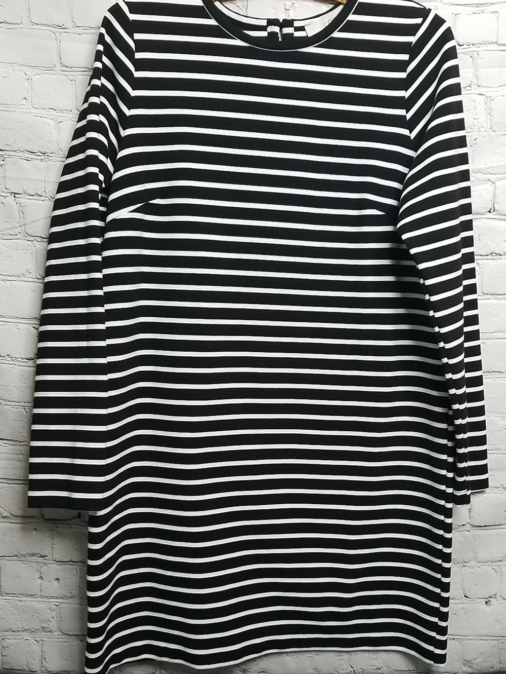 LOFT Black White Stripe Dress Medium